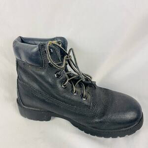 Timberland Boys Black Leather Lace Up Ankle Boots Size 3.5